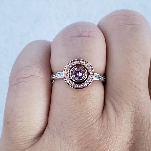 Sterling Bezel Set Pink Ring - Picture 8 of 8